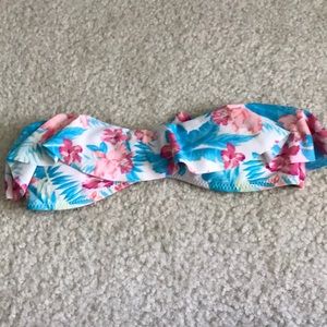Floral strapless bikini top